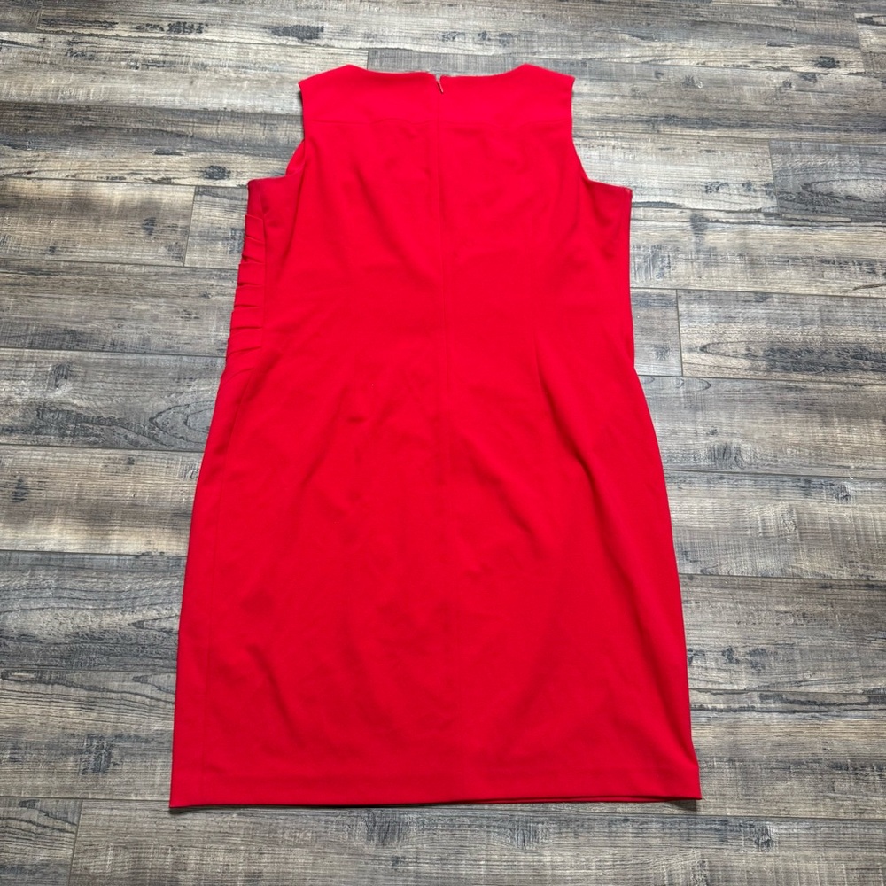 Calvin Klein Vibrant Red Starburst Sleeveless Midi Dress Women's Plus Size 14W - Picture 4 of 8